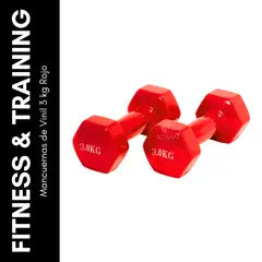 GENERICO - Mancuernas de Vinil 3 kg Rojo