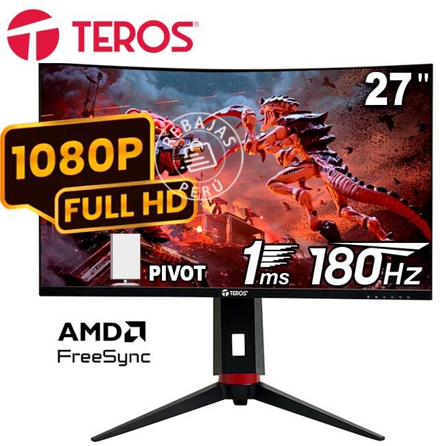 Monitor Curvo TE-2766G 27″ FHD VA 180Hz 1ms HDMI DP Pivot 1500R