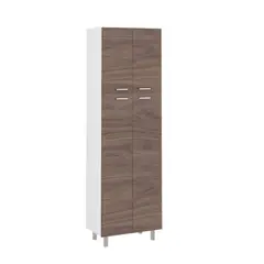 FMFURNITURE - Alacena 4 Puertas 4 Repisas Fm-009O Café Oscuro Y Blanco