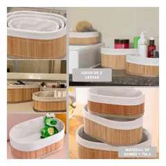 GENERICO - Pack4 Contenedor de Bambu en Mostaza Y+Papel de Regalo