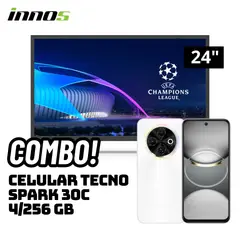 GENERICO - TELEVISOR INNOS 24 SMART TV ANDROID TV HD LED - S2401KU + CELULAR TECNO SPARK 30C 4/256 GB BLANCO