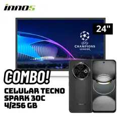 GENERICO - TELEVISOR INNOS 24 SMART TV ANDROID TV HD LED - S2401KU + CELULAR TECNO SPARK 30C 4/256 GB NEGRO