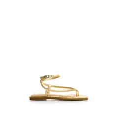 VELEZ - Vélez Sandalia Plana Cuero Folia Mujer Galera Dorado