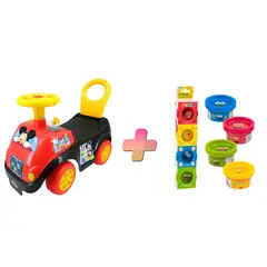 KIDDIELAND - CARRITO MONTABLE PARA NIÑOS MICKEY AVENTURERO LUCES Y SONIDOS Y PLASTILINA DE REGALO