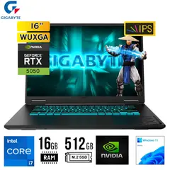 GIGABYTE - LAPTOP GAMING A16, 16" FHD INTEL Ci7-13620H, SSD 512GB, 16GB DDR5, RTX 5050 8GB W11