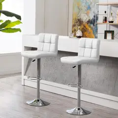 GENERICO - SET X2 BANCO SILLA BAR CUERO PU LEANEX BLANCO