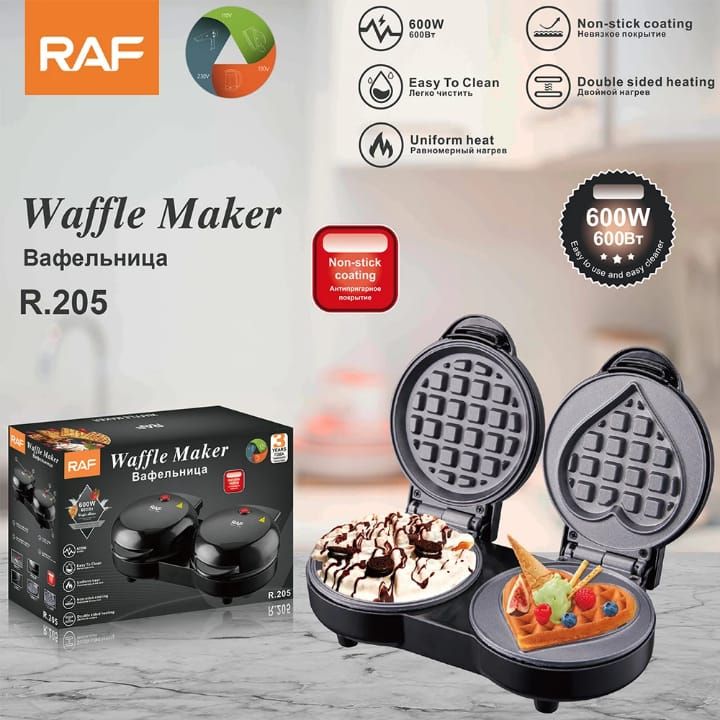 MAQUINA DOBLE PARA HACER WAFLES CORAZON Y CIRCULAR