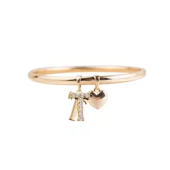 CLEO JOYAS & ACCESORIOS - Puñera Inicial T Corazón Rose