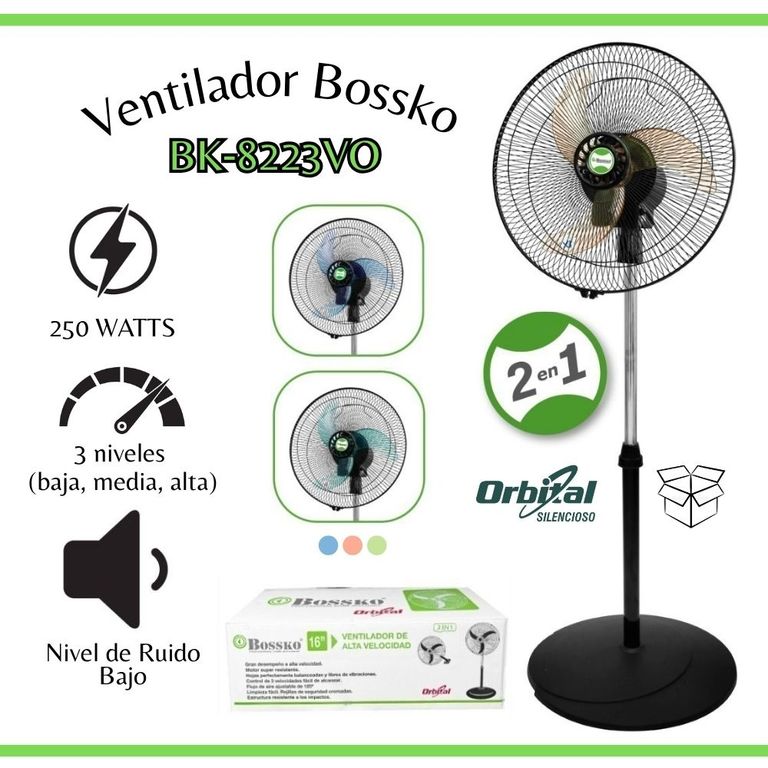 Ventilador Orbital 16" 2 en 1 con 5 hélices Acrílico -BK-8223VO