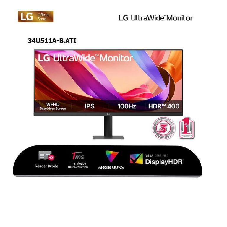 MONITOR ULTRAWIDE 34" 34U511A-B CURVO IPS UWFHD 100 HZ NEGRO