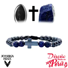 JOYERIA FENIX - Pulsera Cruz Hematita - Joyería Fenix