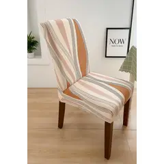 GENERICO - Funda de Sillas Pack 6und Estampado Naranja Beige