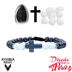 JOYERIA FENIX - Pulsera Cruz Hematita - Joyería Fenix