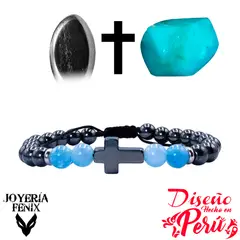 JOYERIA FENIX - Pulsera Cruz Hematita - Joyería Fenix