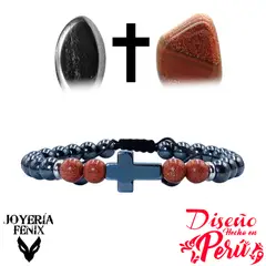 JOYERIA FENIX - Pulsera Cruz Hematita - Joyería Fenix