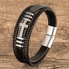 ARMUZ - Pulsera de Cuero - CRUZ 21 cm.