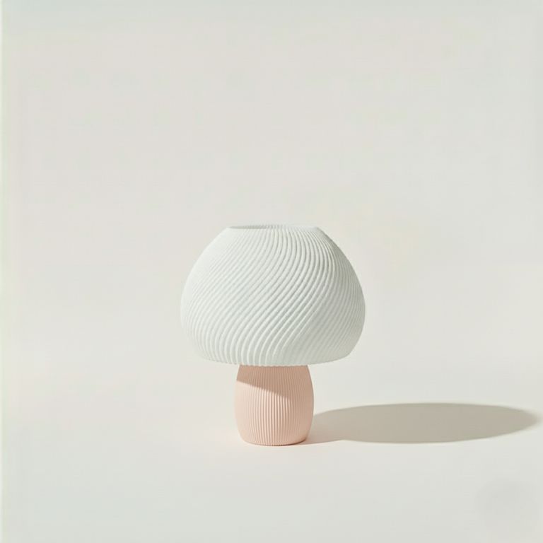 Lámpara Seta de impresión 3D blanco y rosado