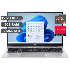 ACER - Laptop 15.6" FHD IPS AMD Ryzen 7 RAM 8GB SSD 512GB Con Windows 11 AL15-43P-R8W7 Plata Clara
