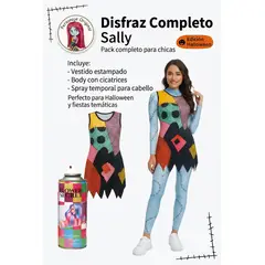 SUI GENERIS - Disfraz Sally – Pack Completo (Body, Vestido y Spray temporal rojo)