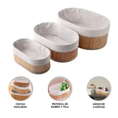 RYBIU IMPORT - Pack4 Contenedor de Bambu en Mostaza Y+Papel de Regalo