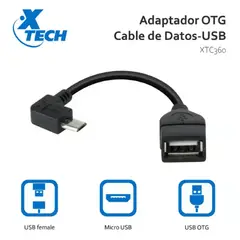 XTECH - Adaptador OTG Cable de Datos-USB H Micro-USB Type B M - XTC-360
