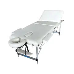 GENERICO - Camilla de Masajes Profesional 3 Cuerpos Crema Plegable de Aluminio
