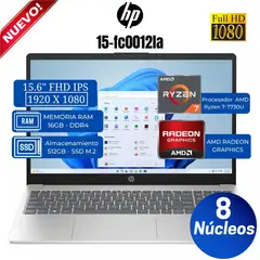 HP - Laptop 15-fc0012la AMD Ryzen 7-7730U 156 FHD RAM 16GB SSD 512GB -802N1LA