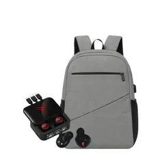 GENERICO - Audífonos Bluetooth M88 Plus + Mochila Urbana Porta Laptop Gris