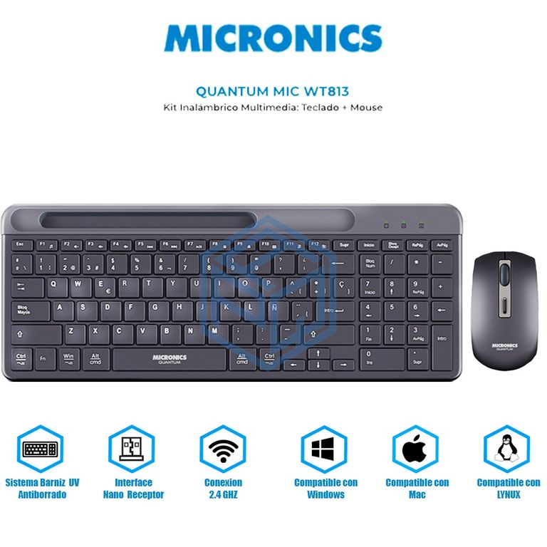 KIT TECLADO + MOUSE QUANTUM - MIC WT813 black