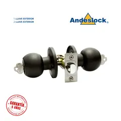 ANDESLOCK - Cerradura de pomo negro ingreso con llave - llave