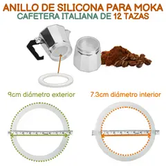 GENERICO - Anillo Sello Silicona para Cafetera Italiana Moka de 12 TAZAS