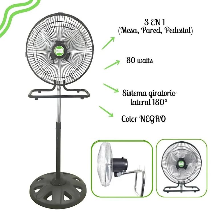 Ventilador de 12” 3 En 1 - BK-8312VP/NG – Black