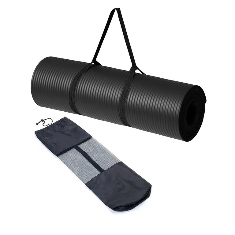 Mat de Yoga Colchoneta 15 Mm Premium Bolso Sujedor NEGRO