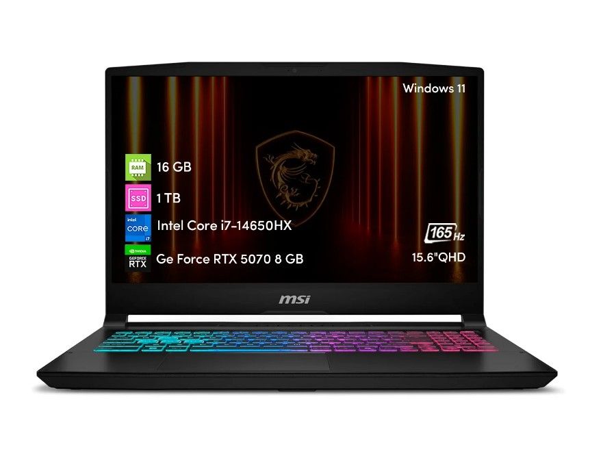Laptop Gamer Katana 15.6″ QHD 165Hz i7-14650HX 16 GB 1 TB SSD RTX 5070 Win11 Home