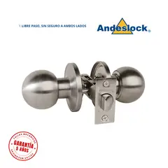 ANDESLOCK - Cerradura de pomo Acero inox Libre paso