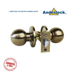 ANDESLOCK - Cerradura de pomo Bronce Envejecido Libre paso