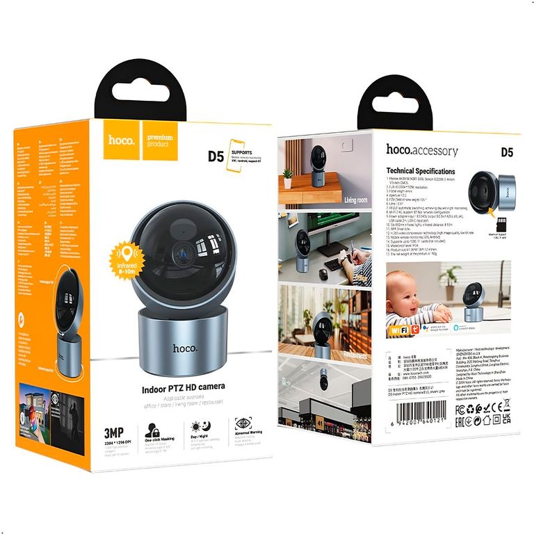 Cámara De Seguridad Inteligente D5 Full Hd Wifi 3mp