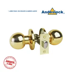 ANDESLOCK - Cerradura de pomo Bronce Pulido Libre paso