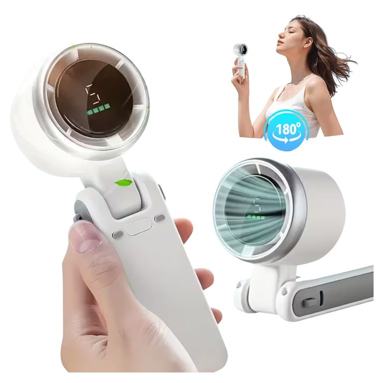 Ventilador Portátil Recargable Alta Velocidad Pantalla LED 5 Niveles