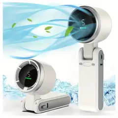 GENERICO - Ventilador Portátil Recargable Alta Velocidad Pantalla LED 5 Niveles