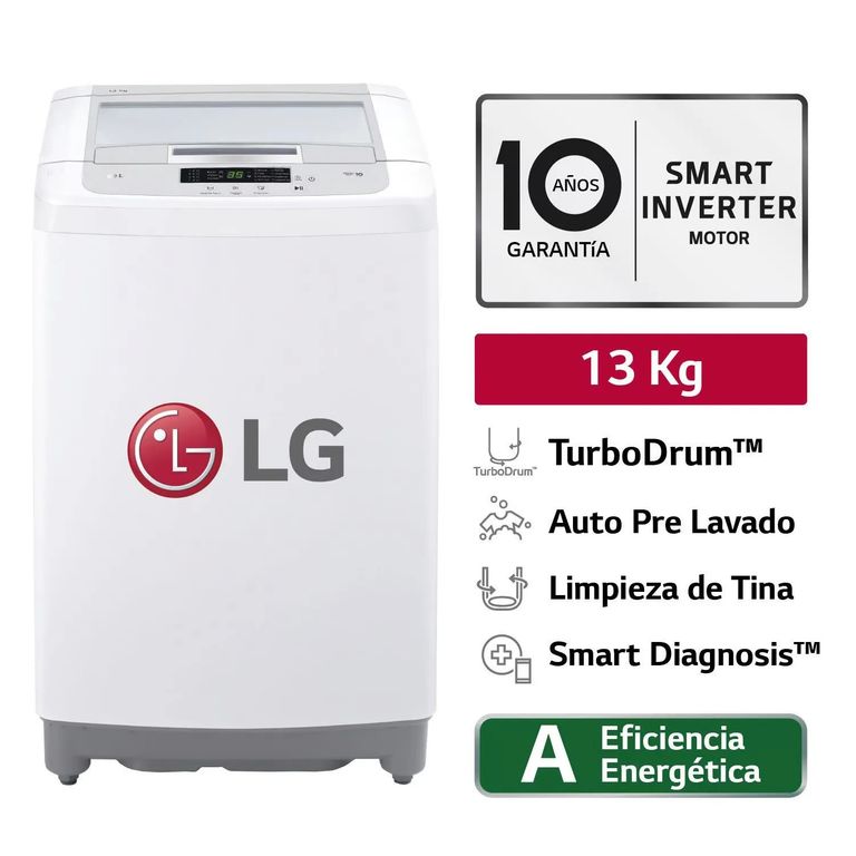 Lavadora 13 Kg Smart Motion Carga Superior WT13WPBK - Blanco