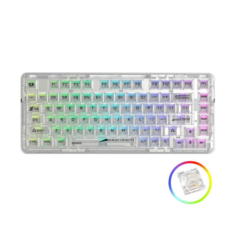 Teclado Mecánico ELF PRO K649CT Translúcidos Blanco