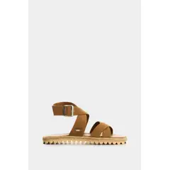 VELEZ - Vélez Sandalia Plana Orbi 2.0 Cuero Mujer Detalle Yute Miel