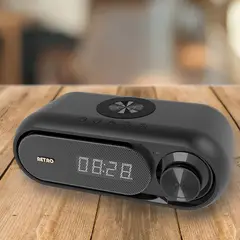 GENERICO - Parlante despertador reloj bluetooth Carga inalambrica