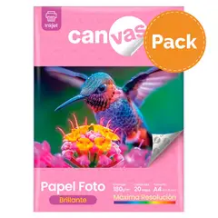 CANVAS - Papel Foto Brillante 180g 20 Hojas A4 Pack x6