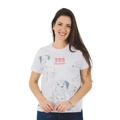 DISNEY CLASICOS - Polo Mujer Disney 101 Dálmatas Manga Corta Algodón Blanco