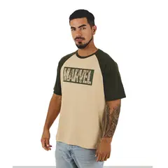 MARVEL - Polo Hombre Manga Corta Algodón Beige -