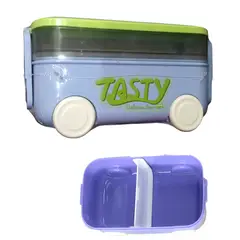 GENERICO - Taper fiambrero 2 divisiones con tapa modelo carrito Celeste