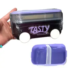 GENERICO - Taper fiambrero 2 divisiones con tapa modelo carrito Negro