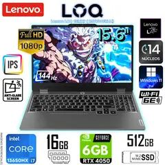 LENOVO - Laptop LOQ 15IRX9 Intel Corei7-13650HX 16GB RAM 512GB SSD 15.6 pulg FHD RTX4050-6GB 83DV00FKLM